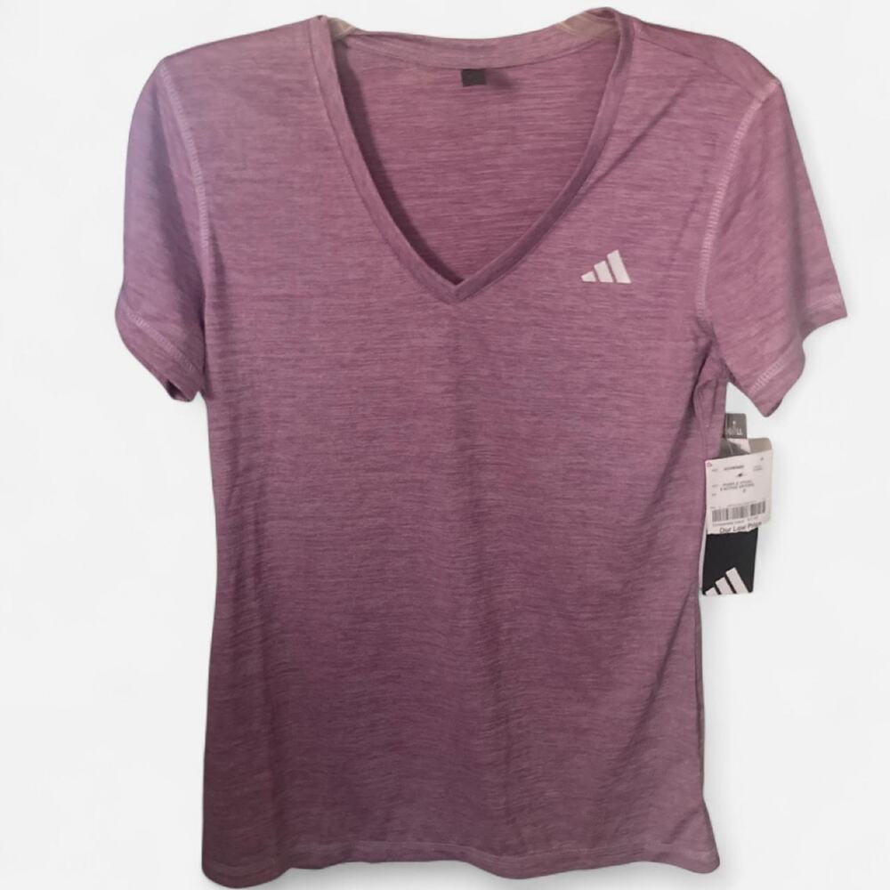 Adidas purple heathered v neck t shirt